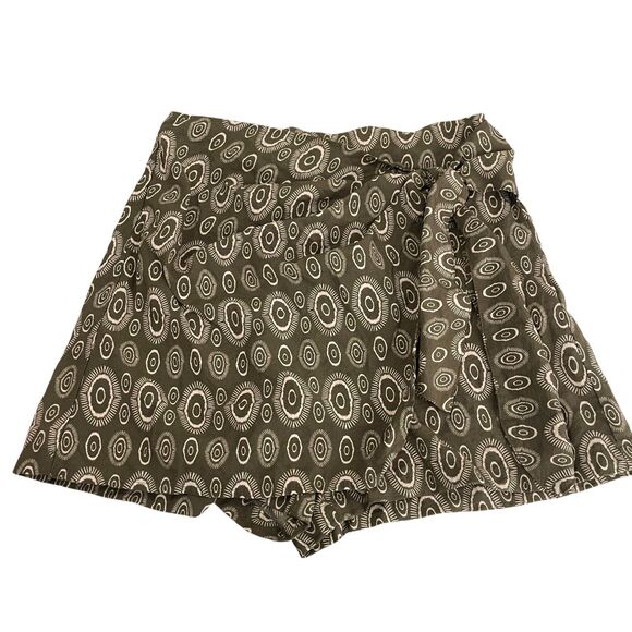 Zara Pants - Zara Shorts Women's Medium Green Printed Wrap Skort Tie Career Casual Printed